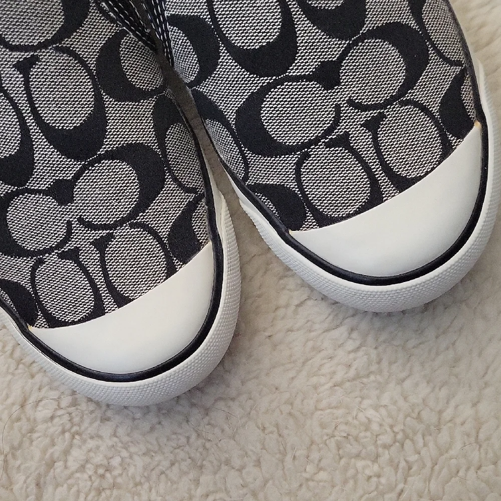 Coach Monogram Black and Gray Slip-On Sneakers - Picture 6 of 8